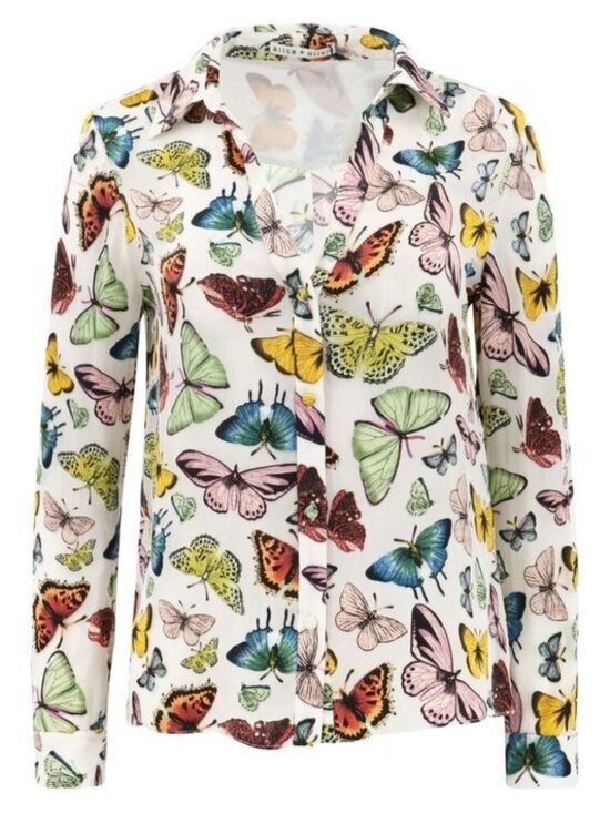 Alice + Olivia Eloise Boundless Butterfly Silk-Blend Blouse Medium NWT $330 - Picture 8 of 14